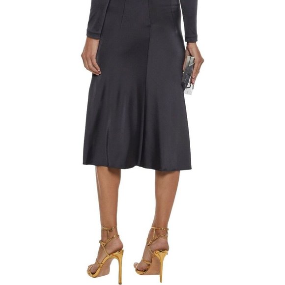 CUSHNIE ET OCHS Magdelena Embellished Satin-Jersey Midi Dress Dark Grey Size 0, - Picture 5 of 9